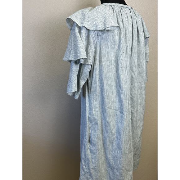 Mirth Hand Made Edition dress Blue White Cotton Stripe Boho Coquette Cottagecore - Picture 4 of 11